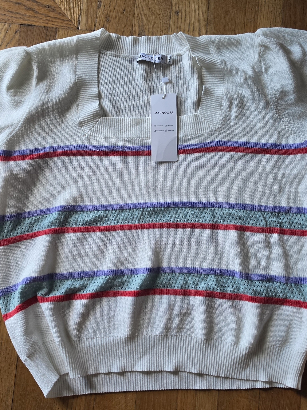 Women's White Striped Knit Top